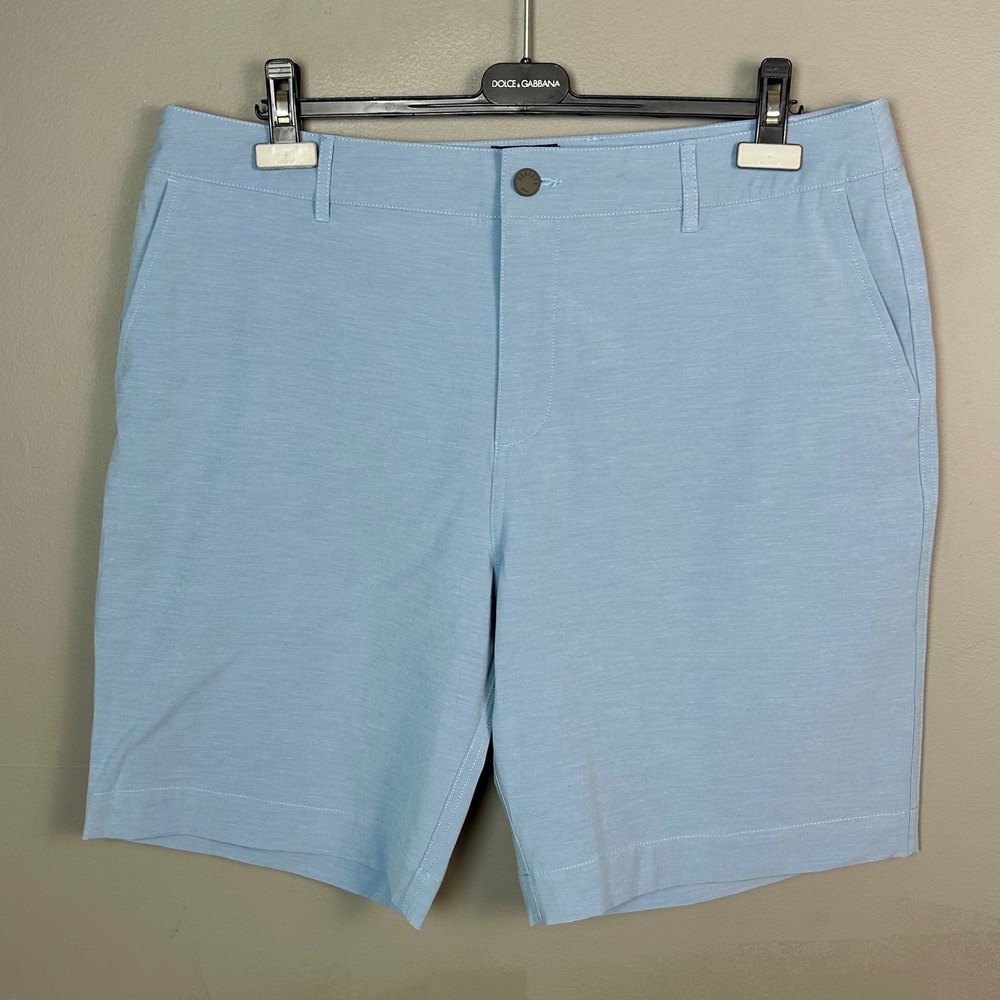 Faherty All Day Shorts Mens 36 Light Blue Stretch Hybrid Board Shorts